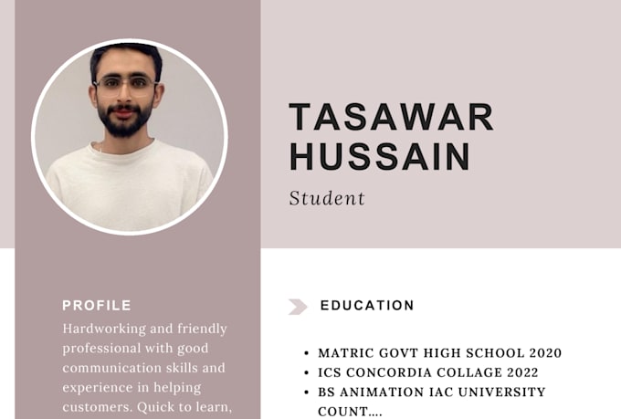 design a professional and modern CV resume